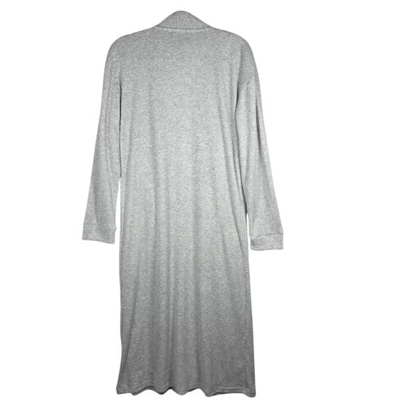 Hammacher Schlemmer Cardigan Large Long Line Ribbed Knit Duster Open Sweater - Picture 8 of 10